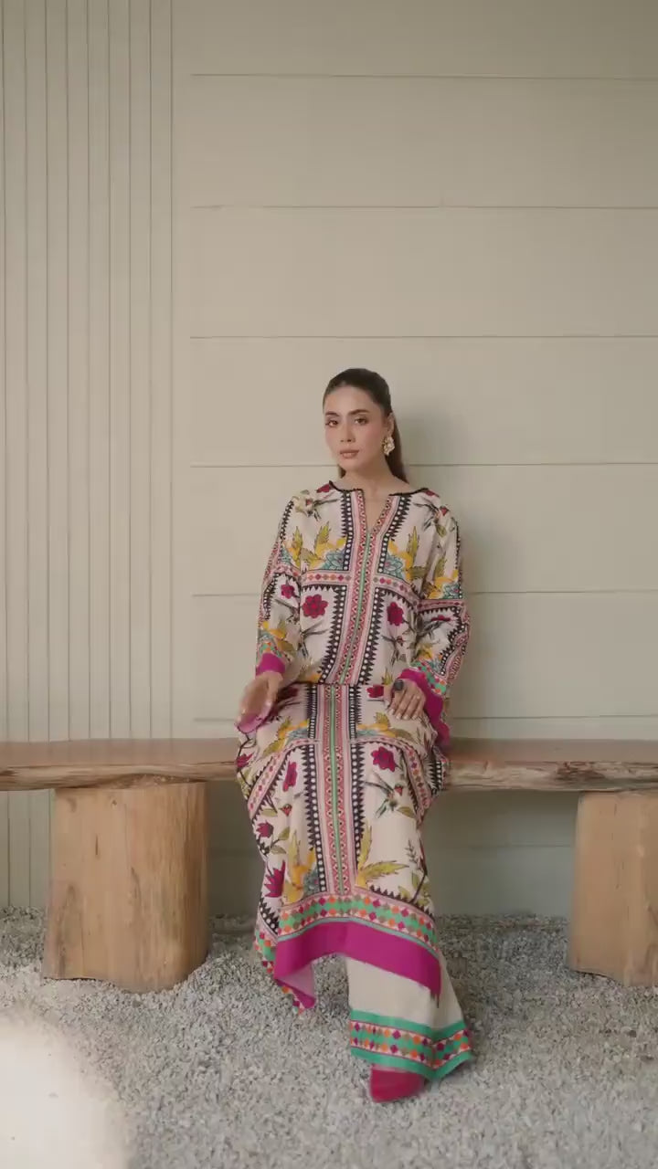 Digital Printed Silk 3pc Suit D. No 20