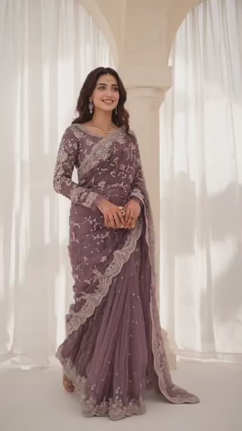 Maria B Embroidered Saree SR 5040-d