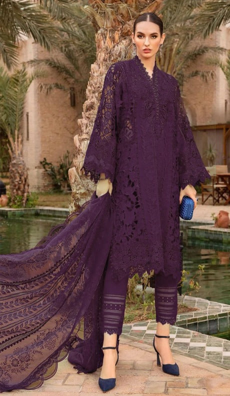 Maria B New Purple 3d Work Luxury Premium Chikankari SK 7012