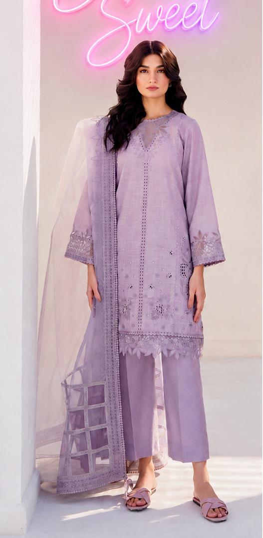 Sweet Lilac Luxury Cotton Suit SK 7087