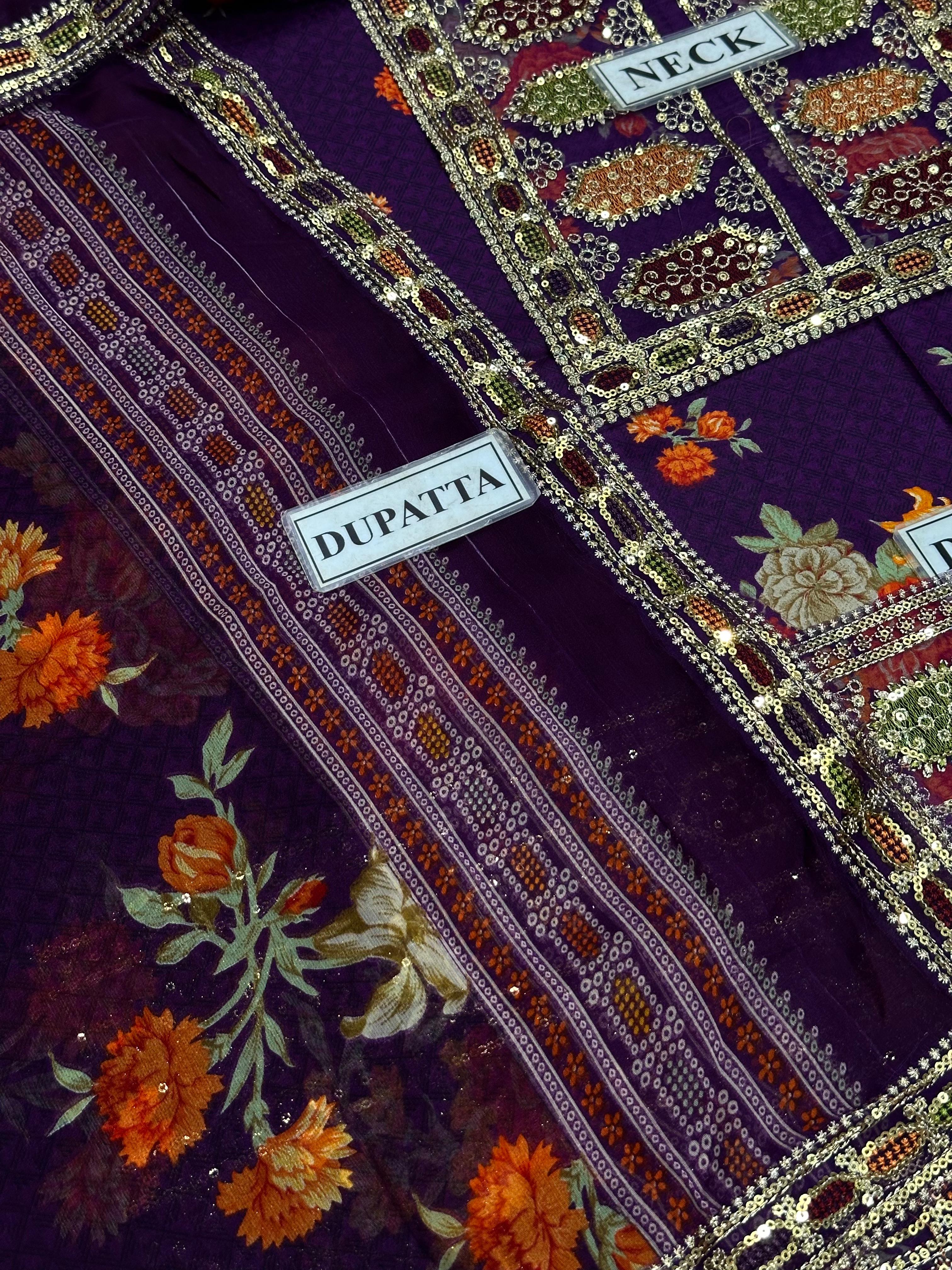 Aneela's Collection Lawn Purple LS 8023