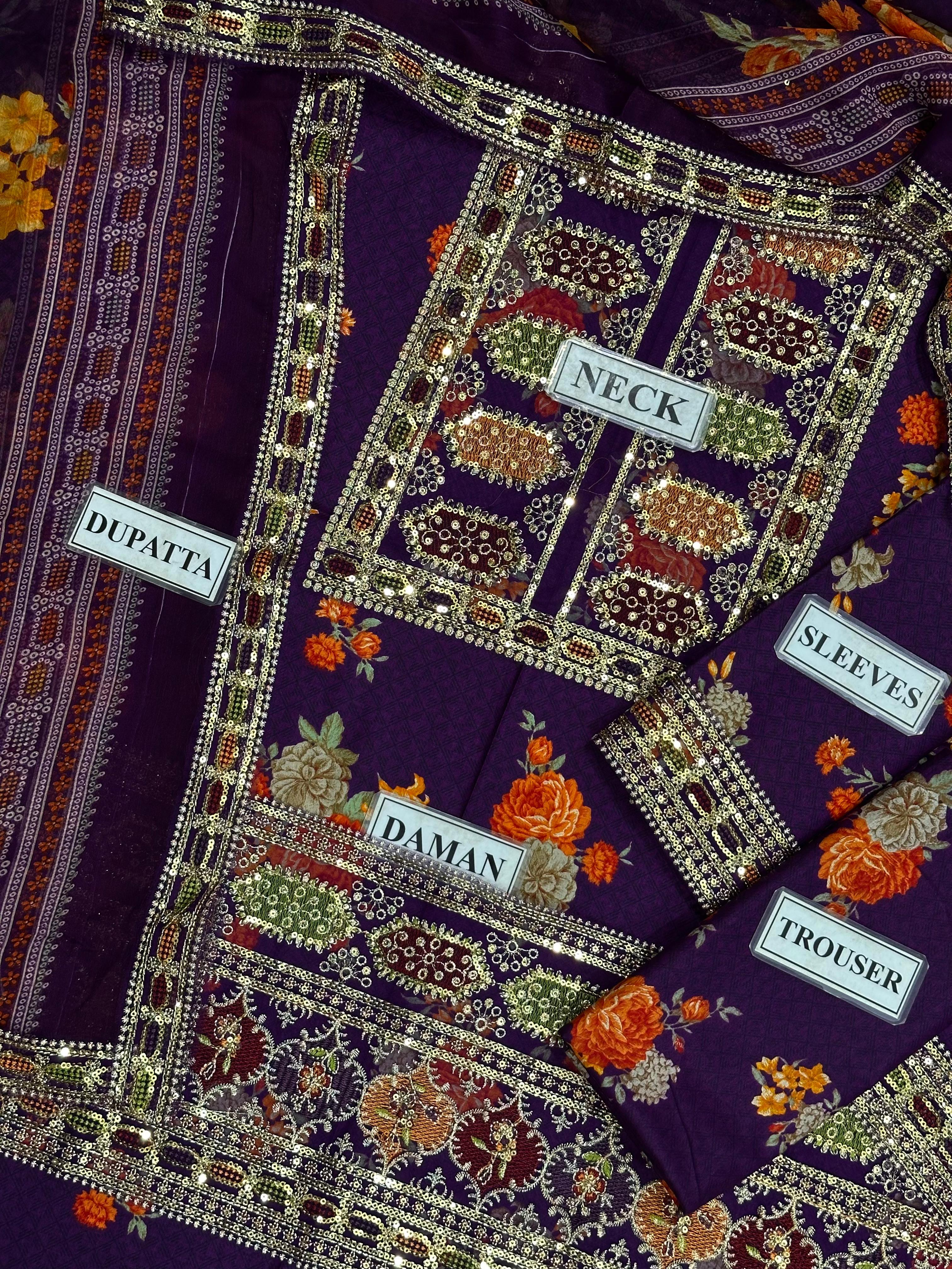 Aneela's Collection Lawn Purple LS 8023