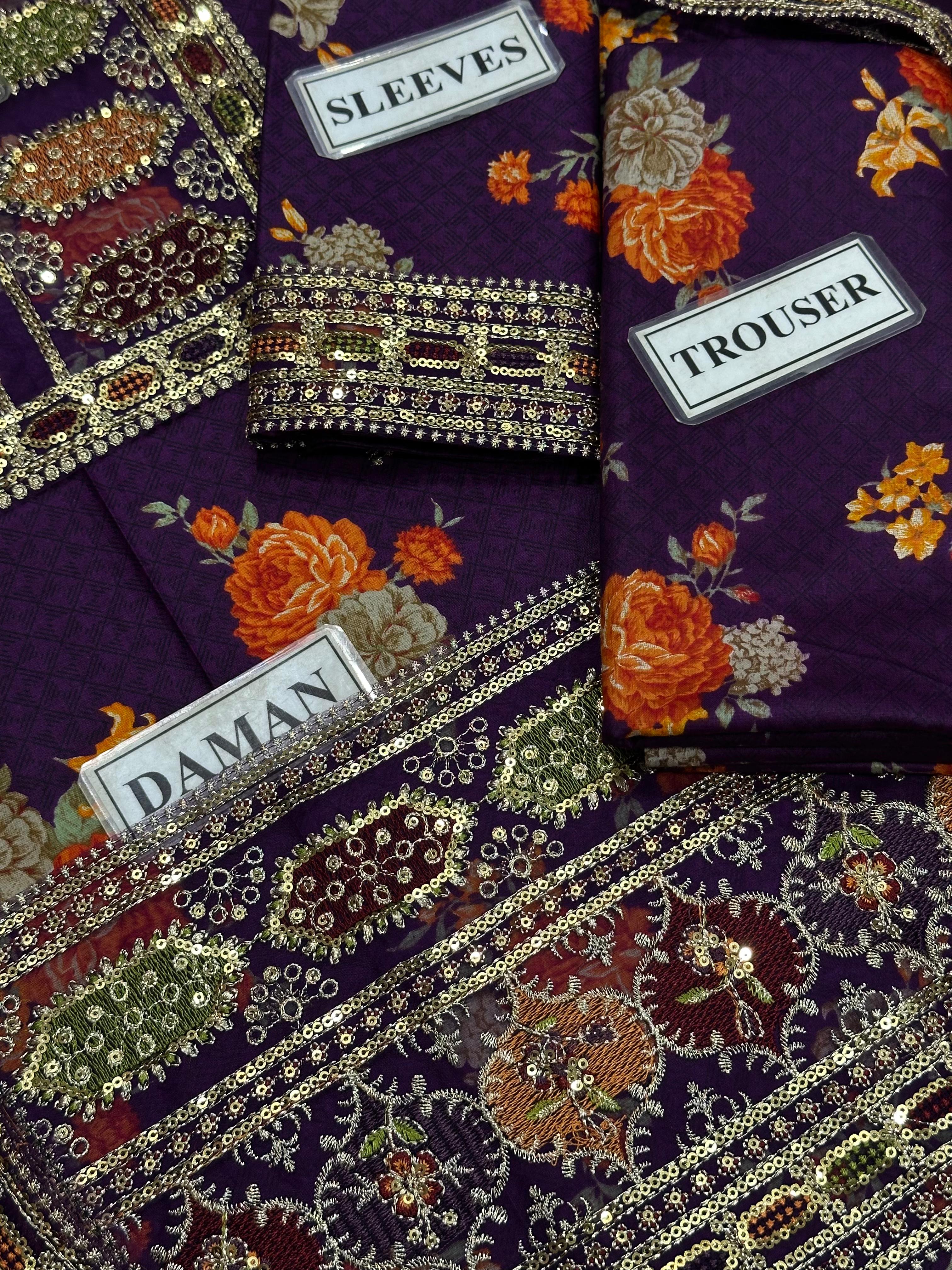 Aneela's Collection Lawn Purple LS 8023